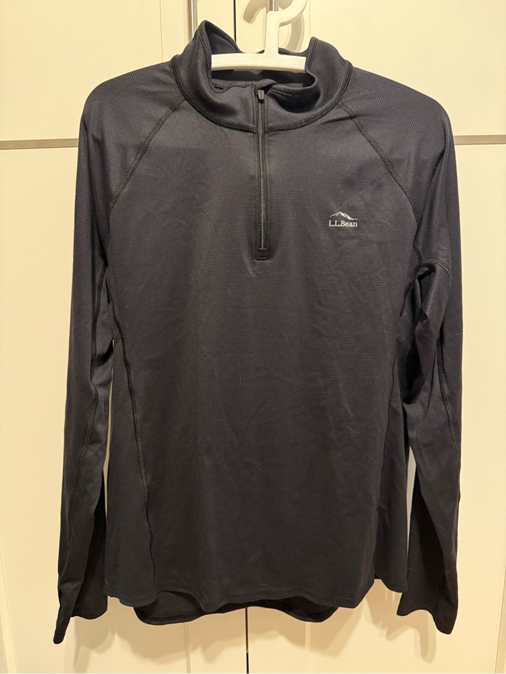 L.L. Bean, women’s, midweight, Long Sleeve 1/4 Zip base layer, Black, XL